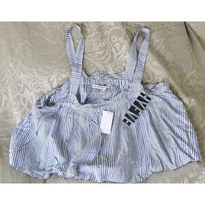 Hyfve Striped Blue Crop Tank Blouse Sz LG